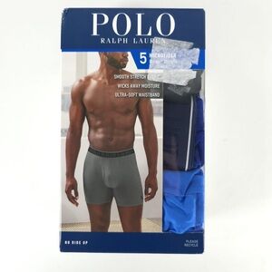 NWB POLO RALPH LAUREN Men's 5-Pack Black/Blue/Gray Microfiber Boxer Briefs SMALL